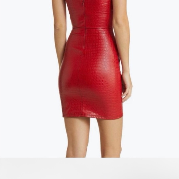 The crocodile collection croc embossed strapless faux leather mini dress - Picture 2 of 4